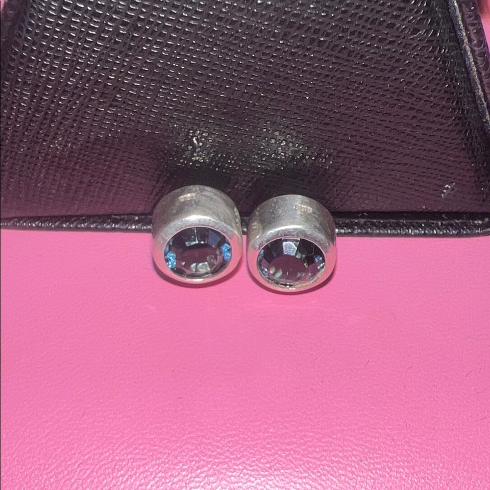 Sterling Silver and Blue Stud Earrings